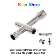 Mini Hexagonal Cross Wrench Tool (M2, M2.5, M3 and M4 screw nut)