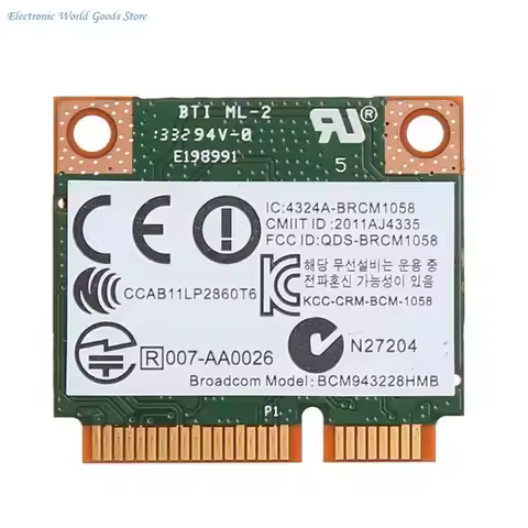 A3PD Dual Band 2.4+5G 300M 802.11a/b/g/n WiFi BT Wireless Half Mini PCI-E Card For BCM943228HMB for 