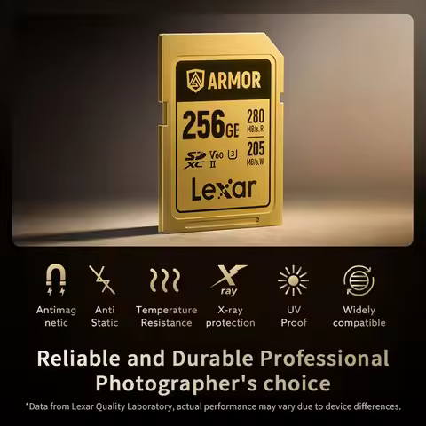Lexar ARMOR GOLD SDXC UHS-II Card V60 SD Card for Camera 128GB 256GB Memory Card for Camera Max 280M