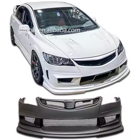 For Civic FD2 Front Bumper Grille Civic Upgraded FEELS Style Front Bumper Spoiler Diffuser Body Kit