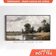Wall Painting, Country Landscape Painting Rustic Frame TV Art Vintage Decor TV Art TV332. (28)