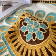 Sarung Bantal Sulaman Etnik Bunga 45x45cm - Hiasan Bohemian, Kapas Lembut, Sarung Bantal Sofa & Kati