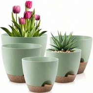 5pcs Indoor Self Watering Planters With Drainage Holes And Saucers, 7, 6.5, 6, 5.5, 5 Inches,Utopia 