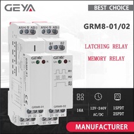 GEYA GRM8 Din Rail Electronic Latching Relay Memory Relay Impulse Relay SPDT 16A Step Relay AC230V O