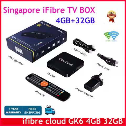 [Genuine]Latest Singapore starhub fiber tv box ifibre cloud GK 6 android 4gb 32gb dual wifi media pl