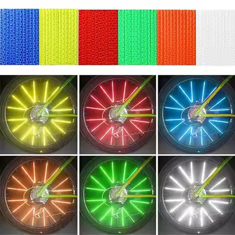 12/24/48PCS Bicycle Wheel Spokes Reflective Sticker Colorful Tube Warning Safety Light DIY Reflector