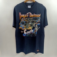 เสื้อยืดวินเทจ Harley Davidson 80s DOTHAN Alabama The SOUTH T-Shirt Sz L 2024 แขนสั้นสไตล์ใหม่