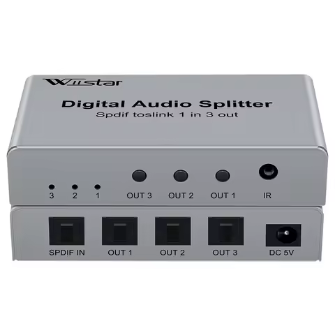 Wiistar Spdif Toslink Optical Digital Audio Splitter 1x3 Optical Splitter Support 5.1CH LPCM 2.0 DTS