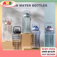 🔥AMOMALL🔥【FREE 3D STICKER】 2000ml Water Bottle With Straw Scale Big Bottle 2Liter Gym Bottle Sport W