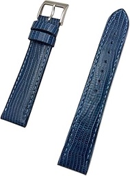 18mm Blue Genuine Leather Watchband | Tail Lizard Grained, Lightly Padded Replacement Watchstrap tha