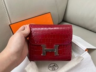 全新 Hermes Constance Wallet 紅色鱷魚皮