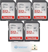 SanDisk SD Card Pack of 5 SDXC UHS-I 512GB Class 10 Memory Cards for Full HD Photo and Videos SDSDUN