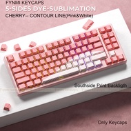 135 keys Fynmi ISO ANSI Backlight Cherry PBT Keycaps South Side Print Transparent Pink White Keycaps