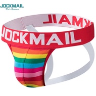 JOCKMAIL Men Jockstrap Breathable Cotton Underwear StripedJock Strap Briefs