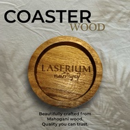 Premium Mahogany Coaster Custom Name – Custom Laser Carved Wooden Coaster