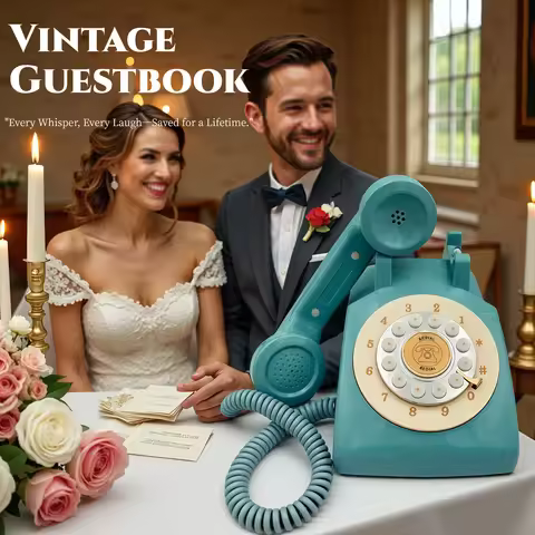 Vintage Rotary Dial Phone Guestbook Custom Audio Message Recorder for Wedding Personalized Voice Gue