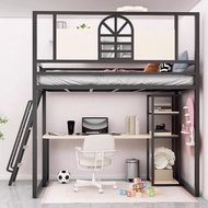 高架床上床下空帶書桌組合壹體單上層小戶型上床下桌複式二樓床包送貨