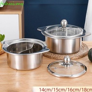 FUHUI Cooking Boiling Pot, One Person Stainless Steel Stock Pot with Lid, Portable Cookware Saucepan
