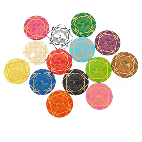 10 Pcs Texas Poker Chips Coins Ceramic Durable Thermal Transfer Casino Poker Baccarat Upscale Poker 