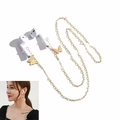 Bluetooth Headset Anti-lost necklace for Airpods Wireless Headset Earring Star butterfly Long neckla