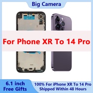 ฝาหลัง DIY สำหรับ iPhone XR ถึง14 Pro ฝาหลังสำหรับ XR ถึง14 Pro back HOUSING สำหรับ XR ถึง14 Pro พร้อมเลนส์กล้องขนาดใหญ่