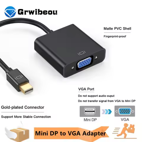 Mini DP to VGA Converter Male to Female Mini DisplayPort to VGA Adapter for ThinkPad SurfacePro MacB
