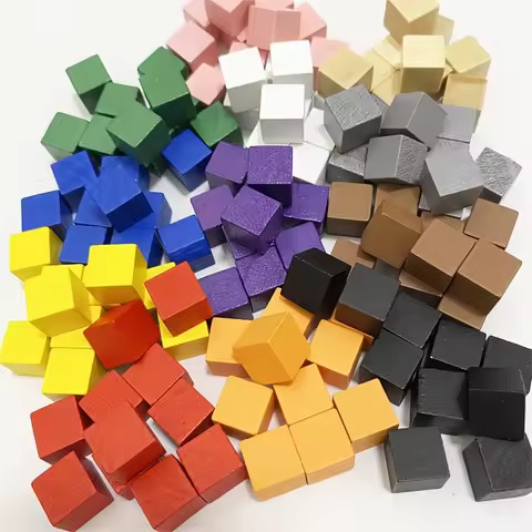 100Pcs/lots 10mm Wood Cubes Colorful Dice Chess Pieces Right Angle For Token Puzzle Board Games Earl