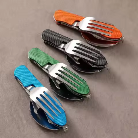 Multifunctional Camping Knife，Spork，Remove Folding Knife，Fork and spoon，Convenient Outdoor Tableware