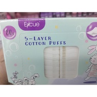 Excue 5-Layer Cotton Puffs (80pcs) – Kapas Muka Lembut & Tebal
