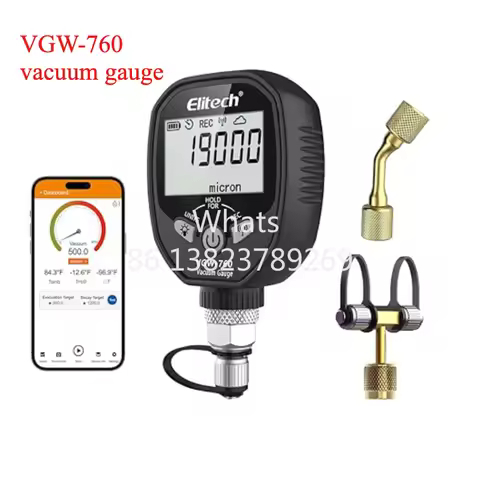 Elitech 0-19000 Micron HVAC Wireless Digital Vacuum Gauge 1/4\" SAE Refrigerant VGW-760 for Air Cond