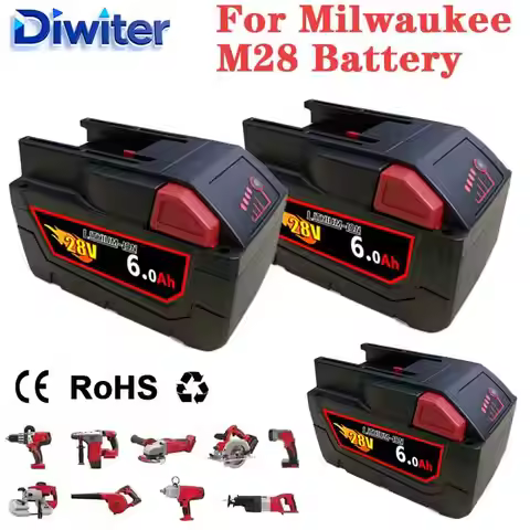 super 28V For Milwaukee M28 Battery Li-Ion Replacement Battery For Milwaukee 28V M28 48-11-2830 0730