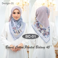 Tudung Bawal Cotton Printed Premium Collection Bidang 45 Anti Kedut by Al Aqsa Collections