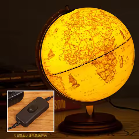 Retro Led World Earth Globe Map 360 Degree Rotating World Globe Geography Map All English Office Des