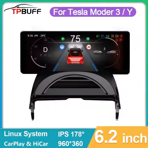 TPUFF 6.2 inch Head Up Display for Tesla Aaccessories Model 3 Y HUD Digital Dashboard Screen Support