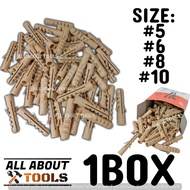 (AAT) 1BOX Tox Wall Plug (BROWN) Plastic Screw Anchor For Screw Mounting (#5, #6, #8, & #10)