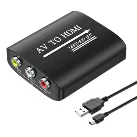 ABIJ-RCA To -Compatible Adapter AV To -Composite Converter For PS1/2/3 N64 WII VHS VCR Blue-Ray DVD 