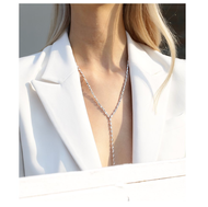 SWAN - Long Necklace สร้อยคอเงินแท้ ฝังเพชรคิวบิคเซอร์โคเนีย cubic zirconia