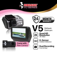 MOHAWK MJ Series V5 2.5K Dual-Channel Dashcam 1440p Front + FHD 1080P REAR Dashcam WiFi App Control 