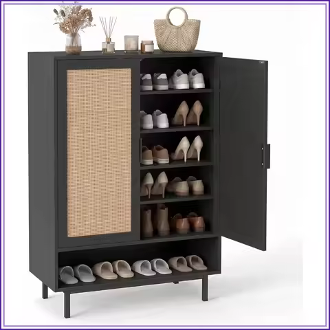 LOKO Shoe Storage Cabinet, Freestanding Hidden Shoe Cabinet (Black)