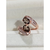 (R304) SMOKY QUARTZ NATURAL GEMSTONE ROSE GOLD ADJUSTABLE RING 茶晶天然宝石玫瑰金可调节戒指 CINCIN PERAK BATU PERMATA KRISTAL