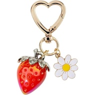 Strawberry Keychain with Heart Flower Daisy Key chains, Bag Charms Accessories Decor Gifts for Women