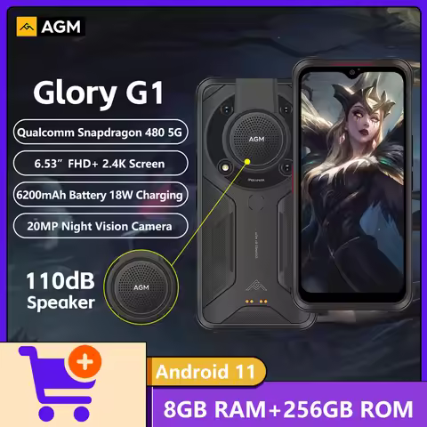 AGM Glory G1 5G Rugged Phone,8GB RAM,256GB ROM,Qualcomm Snapdragon 480 5G,20MP Night Vision,6200mAh 