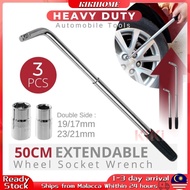 Heavy Duty L Shape Tyre Opener Wheel Socket Wrench Extendable Telescopic Tyre Nut Socket 17mm/19mm Pembuka Tayar 车轮扳手