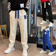 Korean loose sweatpant for men black wide leg man slocks pants straight cut pants