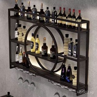 Bar Wine Cabinet Wall-Mounted Display Rack Light Luxury Wine Cabinet Iron Art Wall-Mounted Storage R