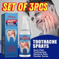ZX HOMES [SET OF 3PCS] Toothache Pain Relief Spray Dental Tooth Pain Relief Gum Inflammation Swellin