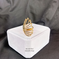 18K Saudi Gold Adjustable Ring Shower Safe Non Rust Gym Jewelry