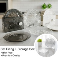 Plastic Plate Set 6 and 8 pcs Plate Set + 1 Storage Box Fruit Plate Snack Dessert Cake Plastic Acryl