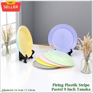 Tanaka 9" Pastel Stripe Round Plastic Plate