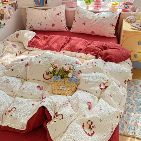 2026 New Style Puff Cotton Printed Duvet Cover Skin Breathable Spring and Summer Quilt Cover 150x200